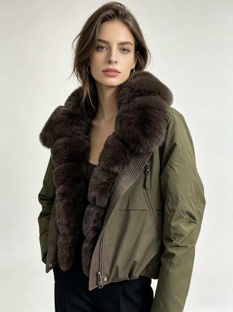 European and American winter new cotton clothes women's big fur collar short pie overcome short fashion age-reducing and thin coat
