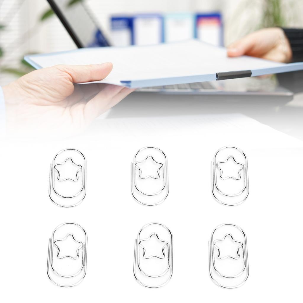 300PCS Paper Clips with Star Shaped Decoration Stainless Steel Non Slip Paperclips for School Document Organizing