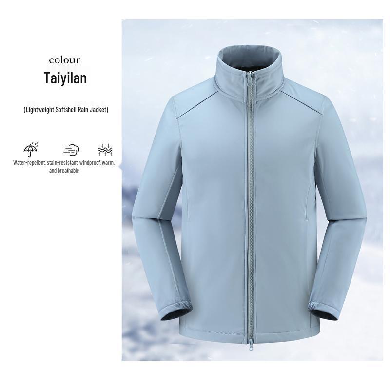 Unisex Windproof & Waterproof Softshell Jacket with Stand-up Collar - Custom Logo Embroidery Available