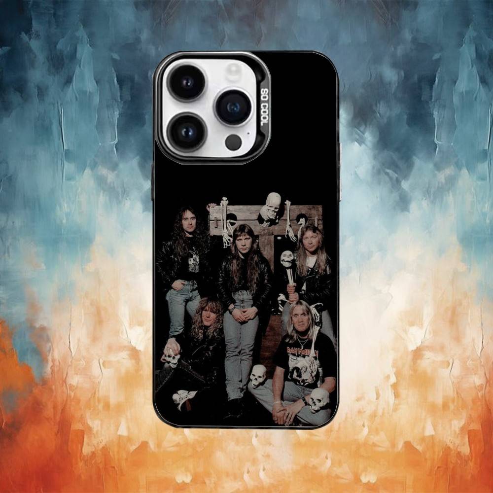 Custodia per Telefono I-Iron M-Rock M-Maiden Colore Guscio Argentato Per IPhone 17 16 15 14 13 12 11 Pro Max Plus