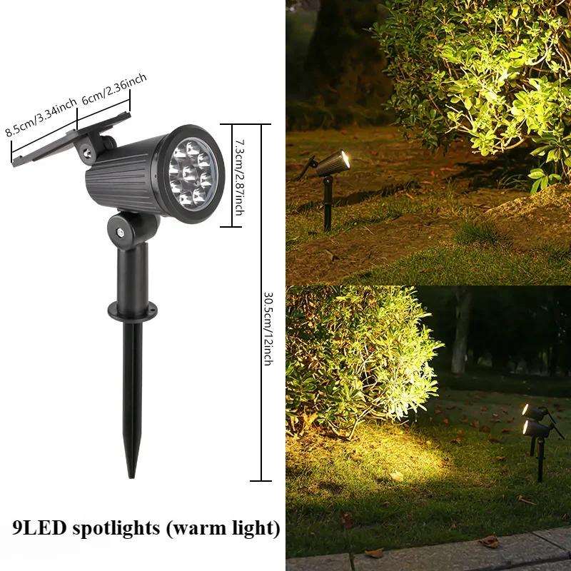 LED Solar Spotlights Outdoor IP65 Waterproof Spot Lights Brightness Adjustable for Garden Backyard Driveway Patio Law Decoration