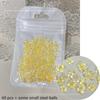60pcs/bag Ice-clear Five-petal Flower Nail Art Accessories White Pink Flowers Gold and Silver Color Steel Beads