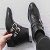 Fashion New Arrival Designer Winter Pointed Toe Patent Leather Chelsea Ankle Boots For Men's Flats Black High Tops Shoes