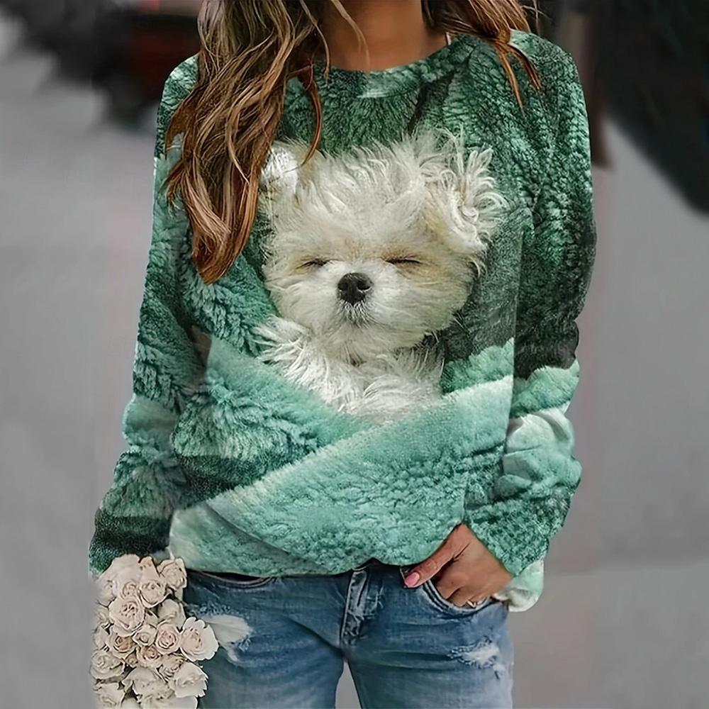 Women's Autumn Long-Sleeved T-Shirt Vintage 3d Floral Printed Hoodies Sweatshirt Elegant Long Sleeve Shirts Winter Autumn