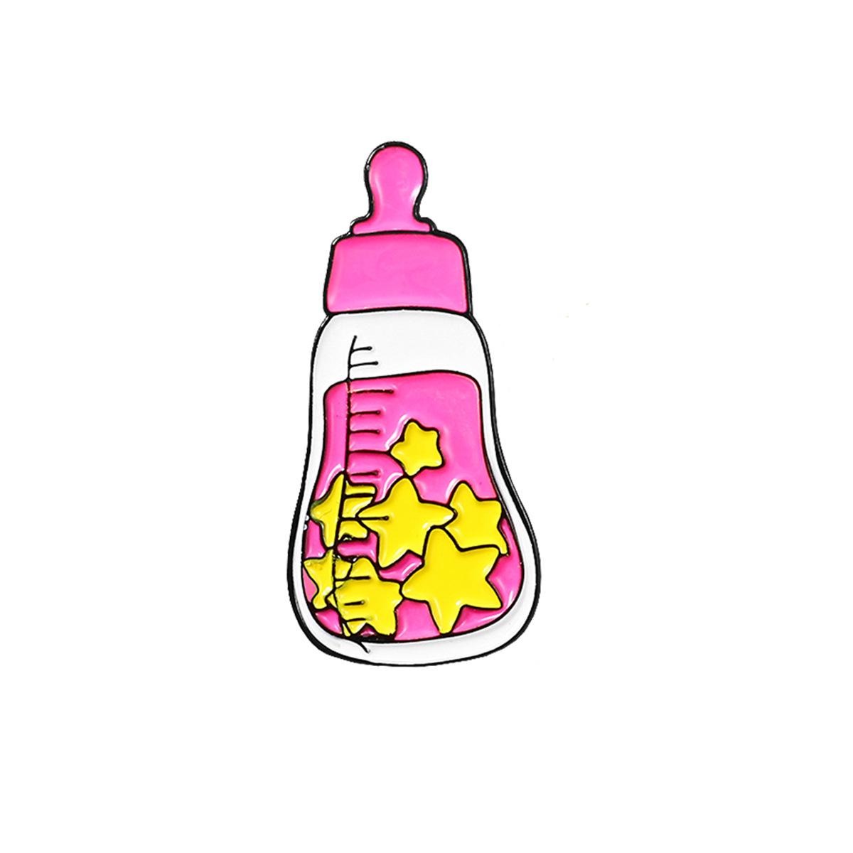 Pink Baby Pacifier & Bottle Cartoon Brooch - Trendy Soul Soothing Badge