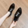 Fashion Pointed Toe Japanned leather shoes woman British thick heel oxford shoes lady height increasing flats office loafers big size42