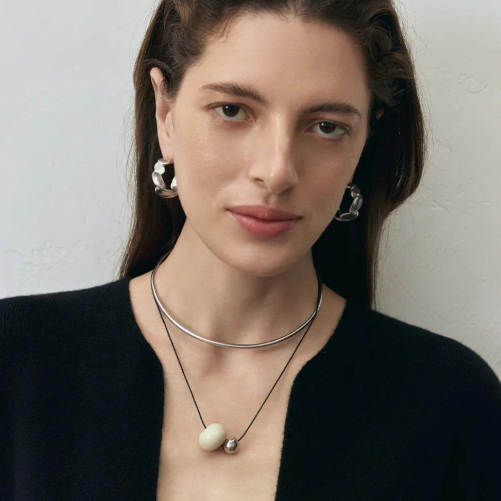 Korean Style Cord Necklace Aesthetic Trend Choker Fashion Bead Pendant Necklace Women