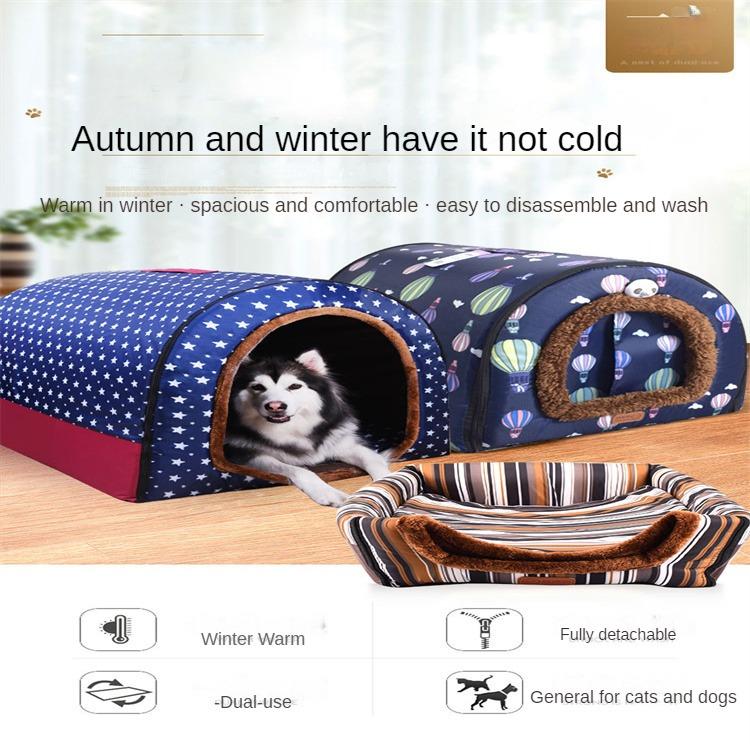 Pet Large Dog House Fully Detachable and Washable Pet Kennel Cylindrical Portable Dog Room Golden Hair Room Kennel