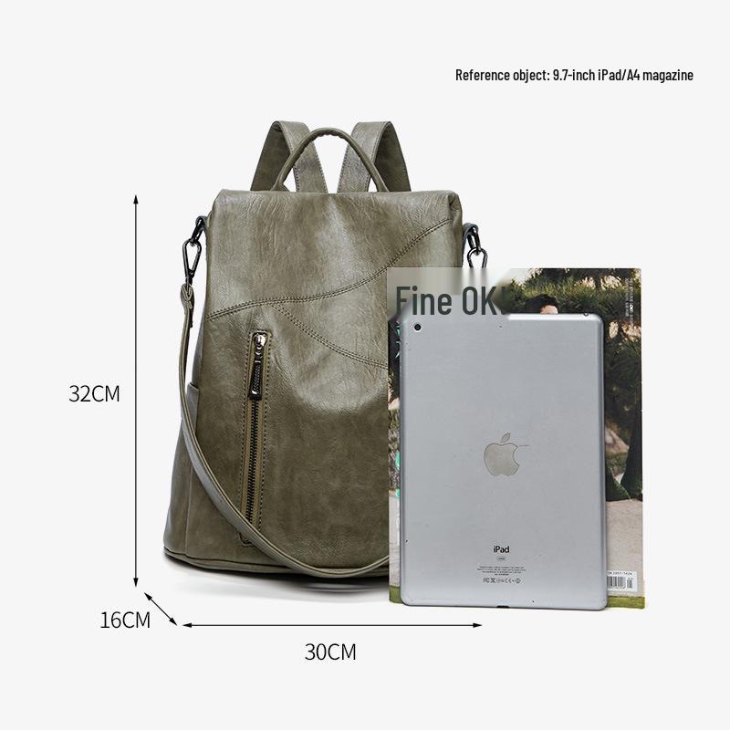 Women's 2025 Spring Fashion Leather Anti-Theft Patchwork Cowhide Backpack