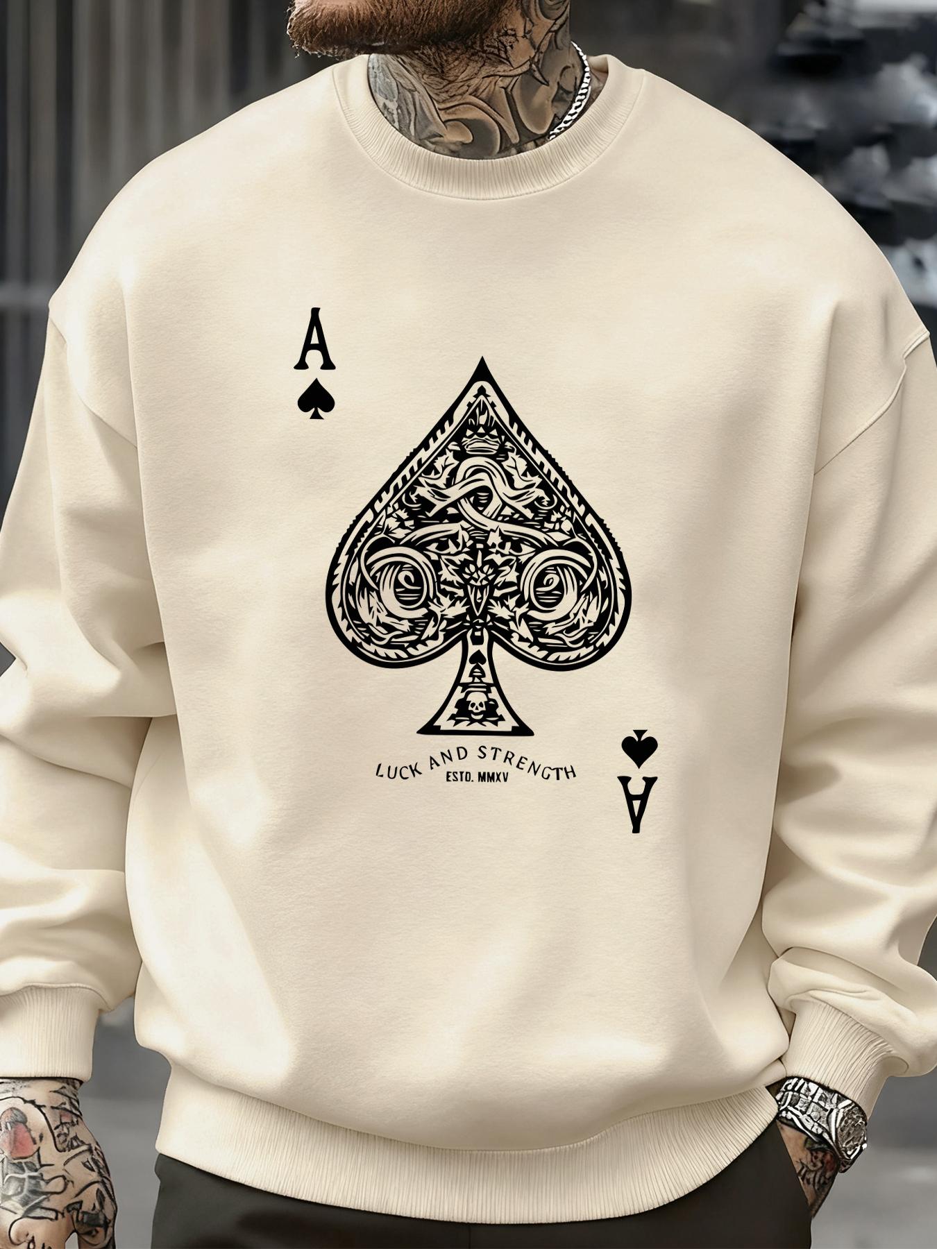 

Autumn Fashion Clothes Oversize Comfortable Pullover Playing Cards Spade A Print Men Streetwear Crewneck Sweatshirt 3XL