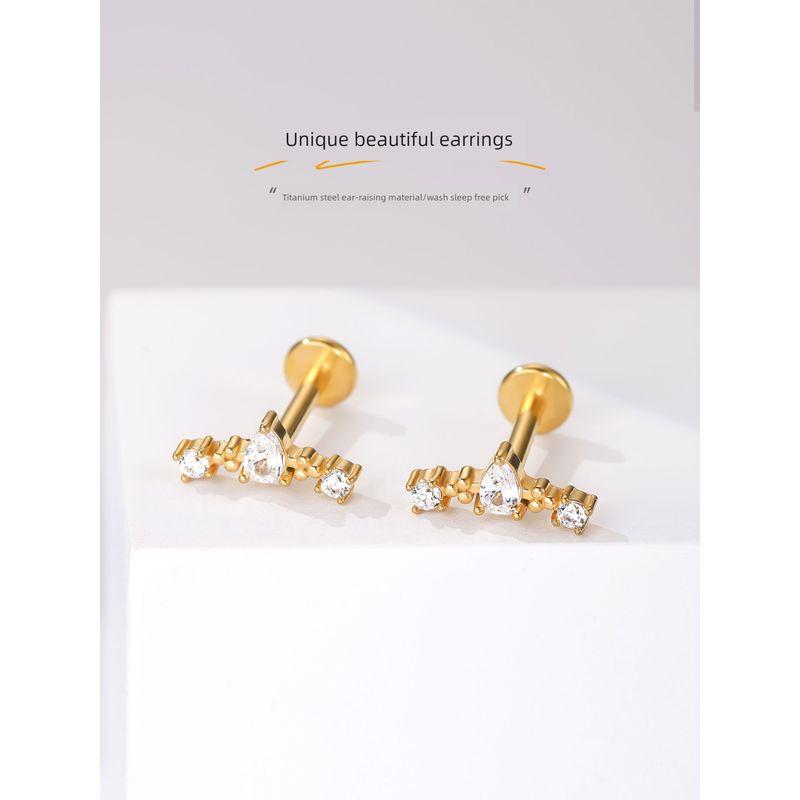 Medical Titanium Steel Ear-Caring Inner Spiral Stud Earrings Female Niche Design Student Edge Ear Bone Stud Removal-Free before Sleep