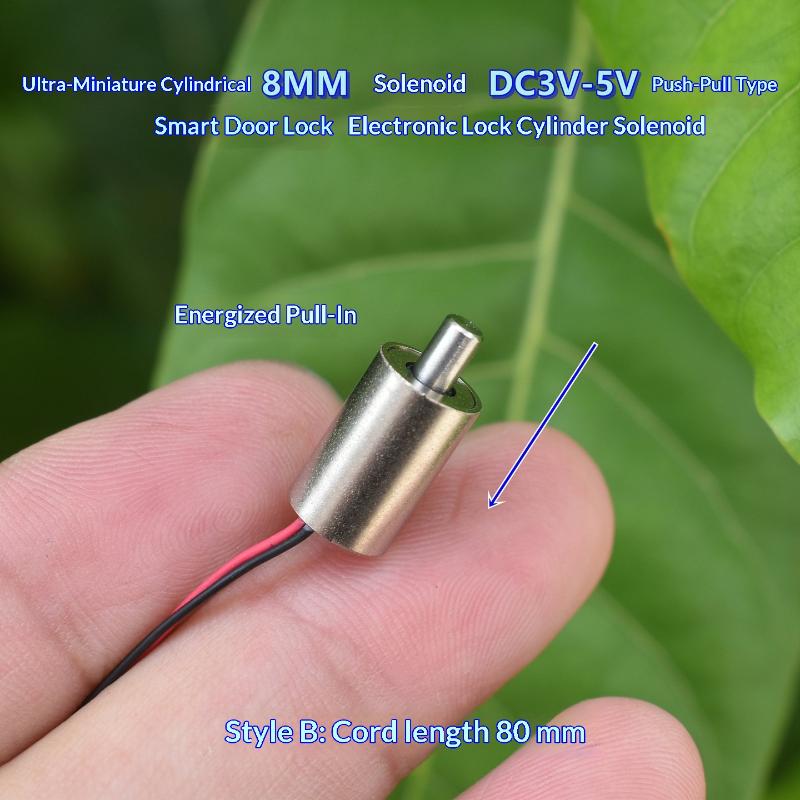 Dc 3V 3.7V 5V Mini Tiny 8Mm Cylindrical Suction Type Push-Pull Linear Solenoid Electromagnet Cylinder Diy Fingerprint Lock
