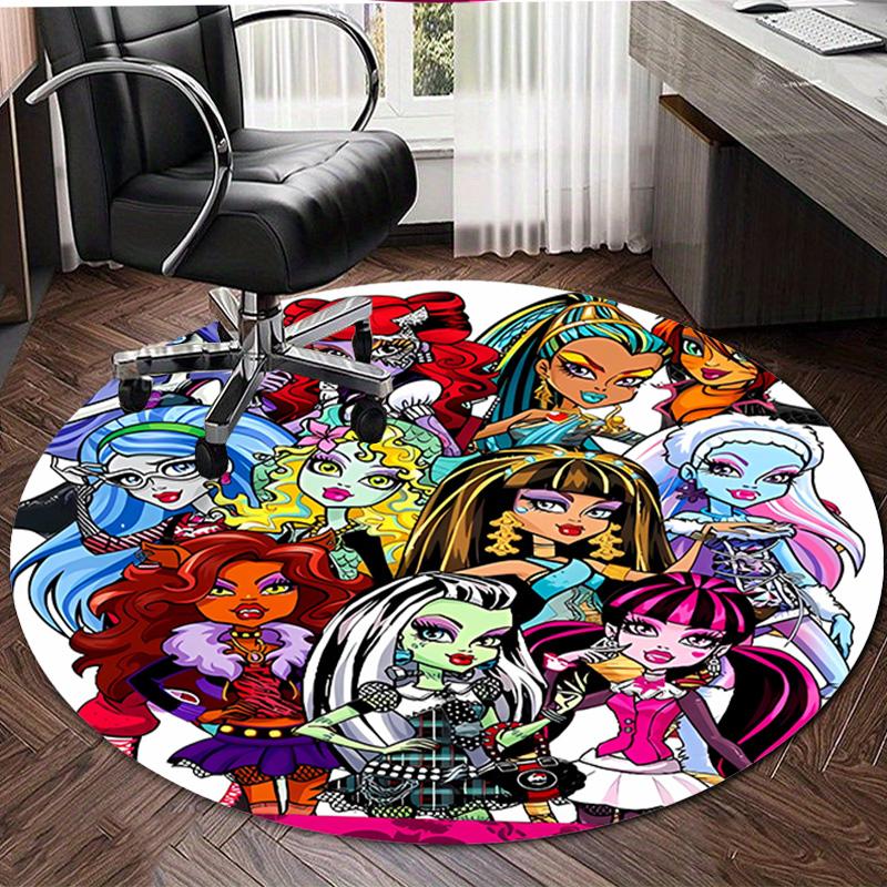 1pc Monster High Draculaura2 Design Printed Area Round Carpet for Bedroom Living Room Home Decor Rugs Mat Non Slip Mat Rug for Bedside