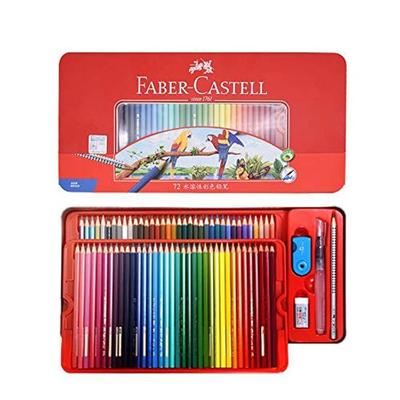 Watercolor Pencils 72 Colors Red Can Brush Eraser Faber-Castell FABER-CASTELL (pencil + + + Sharpener) [product]