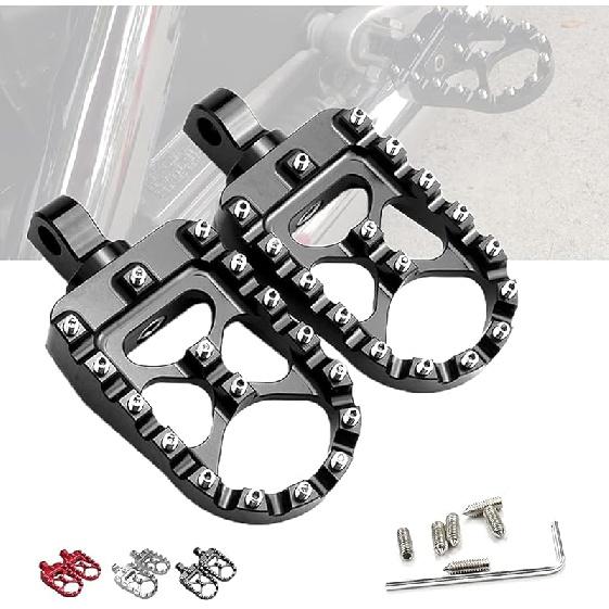 StarknightMT CNC Wide Fat Footpegs 360° Roating MX Foot Pegs Chopper Bobber Style Compatible With Dyna Fatboy Sportster Iron 883 (Black)