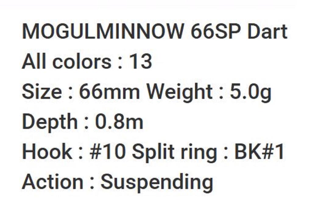 Bassday Mogul Minnow 66SP Dart Suspend Lure 5 Grams SB-254 (1068)