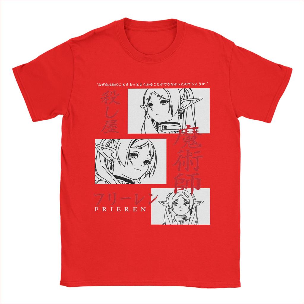 Sousou No Frieren T Shirt Men Pure Cotton Vintage T-Shirts Crew Neck Japanese Anime Tees Short Sleeve Clothing 4XL 5XL