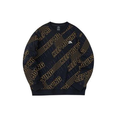 Anta Lifestyle Series Letter Print Crew Neck Sweatshirt Unisex Sweatshirt Black 152318706-2