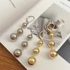 Korean Ins Blogger Fever Same 3 Gold Balls Pendant Earrings French Style Minimalist Jewelry Women