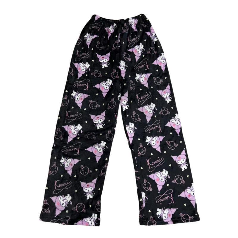 Pantaloni de Pijama HelloKitty pentru Femei Pantaloni de Casă din Fleece cu Desene Animate pentru Halloween Călduroși Căptușiți cu Fleece Toamnă Iarnă