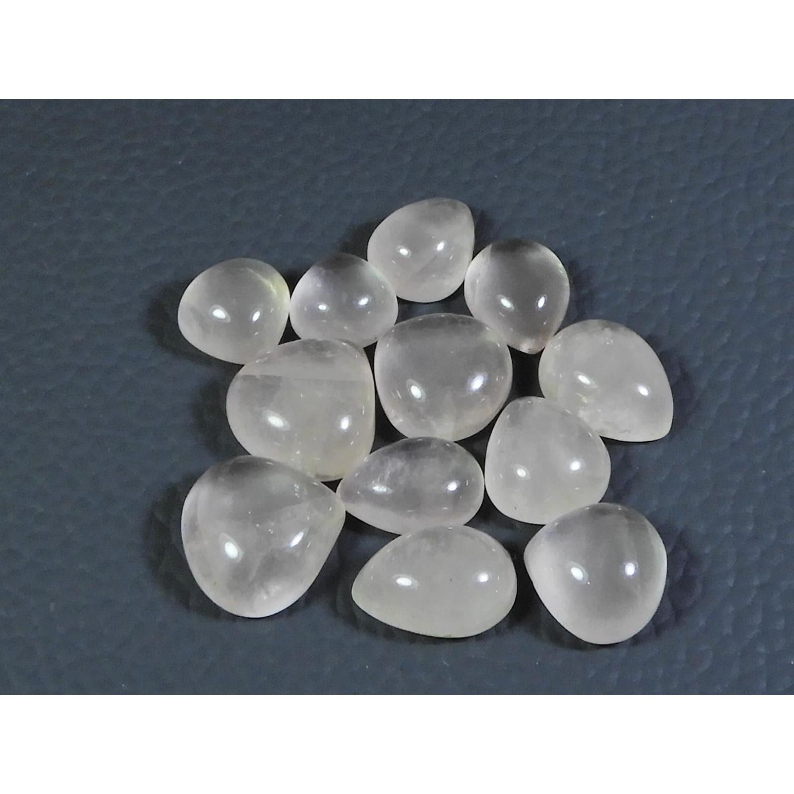 

9-11 MM Natural Rose Quartz Pear Cabochon Loose Gemstone 12Pcs Lot 58Cts. A-339