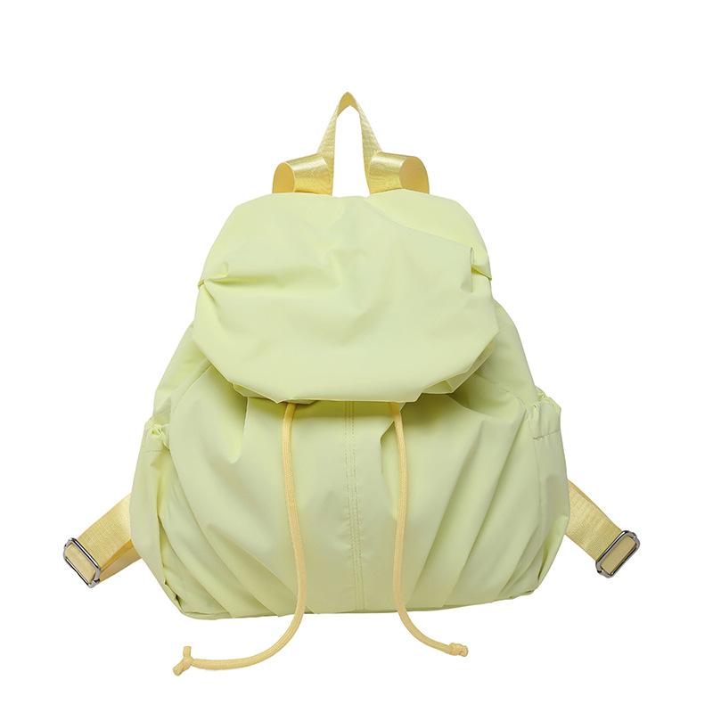 Schoolbag Korean Version Niche Solid Color Pleated Travel Backpack Women 1011 New College Students Class Schoolbag Commuter Small Backpack