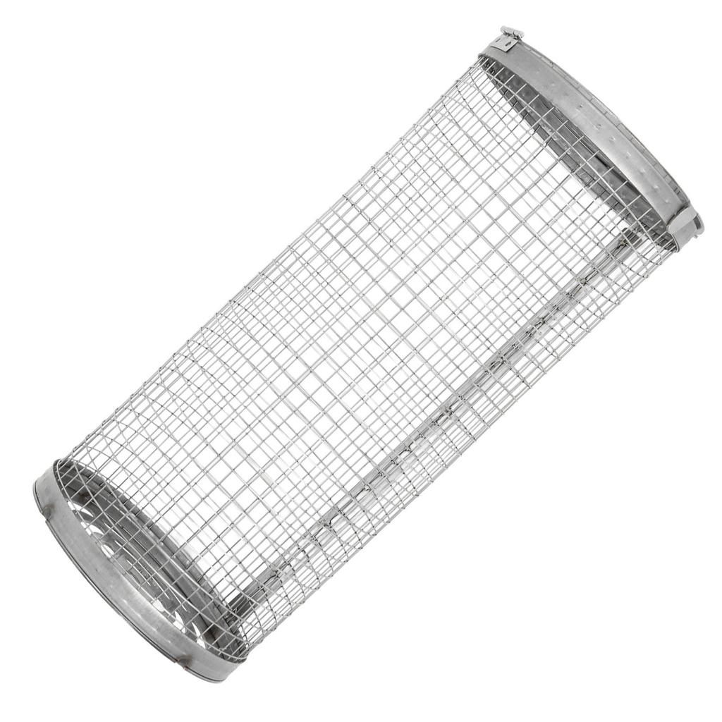 Rolling Barbecue Basket Open Grid Stainless Steel Wire Mesh Cylinder Grill Basket for Fish