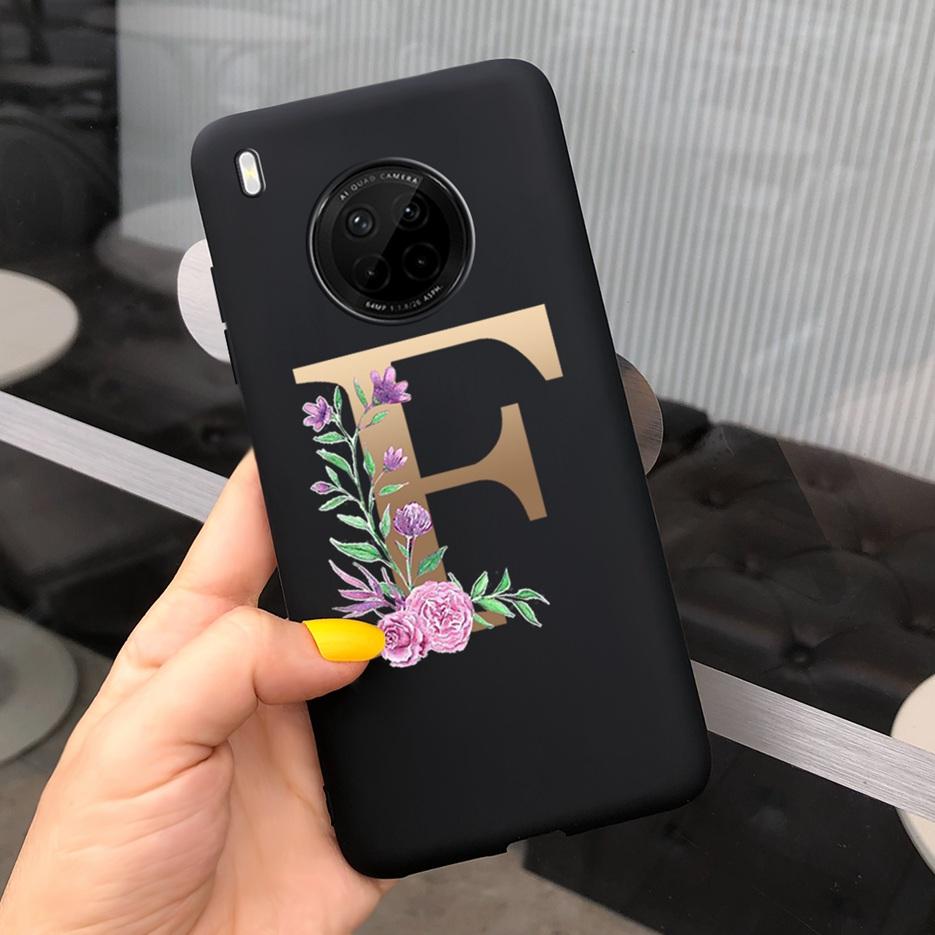 For Huawei Y9a 2020 Case 6.63'' Cute 26 Letters Cover Case For Huawei Y9a Y 9a Soft TPU Fundas HuaweiY9a Shockproof Phone Bumper