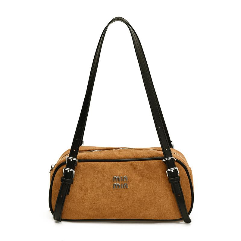 

Осень и зима новая бархатная ретро портативная сумка-подушка женская на плечо маленькая круглая сумка универсальная женская коричневый