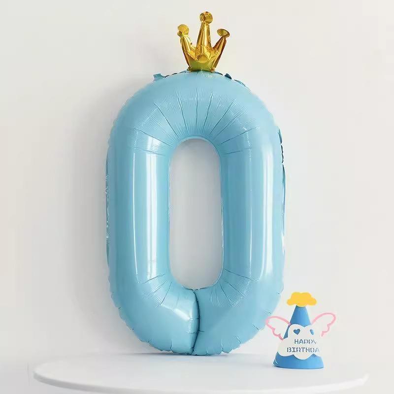 42 Inch Baby Pink And Blue Crown Digital Balloon Children'S Treasure First Birthday Party Scene Decoration Indoor And Outdoor Decoration