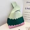 Women'S Knot Wrist Bag Tote Handmade Knitted Bag Portable Mini Striped Bucket Phone Bags Large Capacity Autumn Winter Handbags