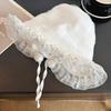 White Fisherman Hat Summer Visor Basin Cap Foldable Lace Bucket Hat  Girls