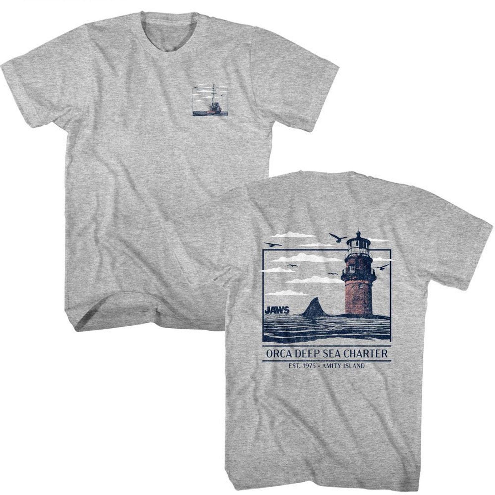 Jaws Orca Deep Sea Charter Gray Heather Adult T-Shirt S