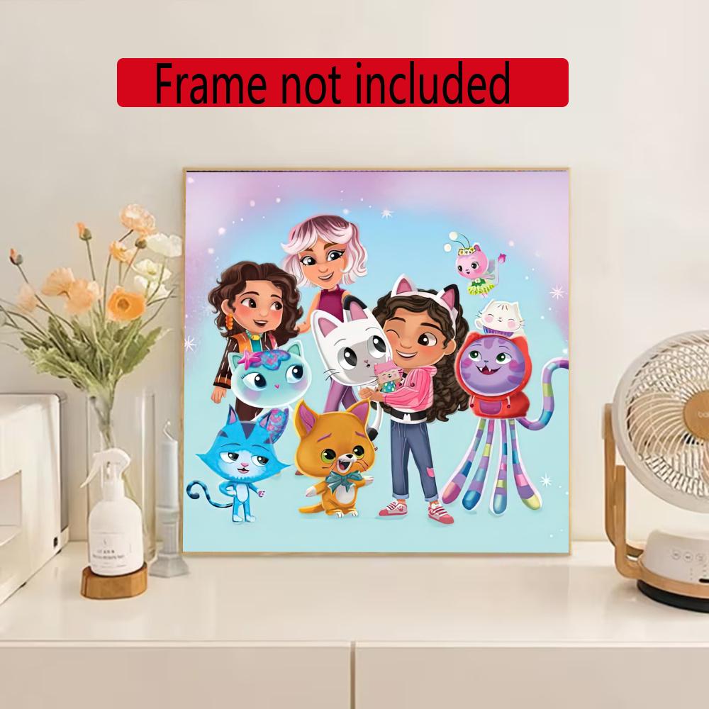 Cartoon Cute Gabbys Style 5D Diamond Painting Round Diamond Rhinestones Mosaic Diamond Embroidery Wall Paintings Rhinestones Gift Frameless
