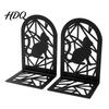 Metal Bookend 1 Pair Hollow Cat Bookends Decorative Heavy Book Ends Anti-slip