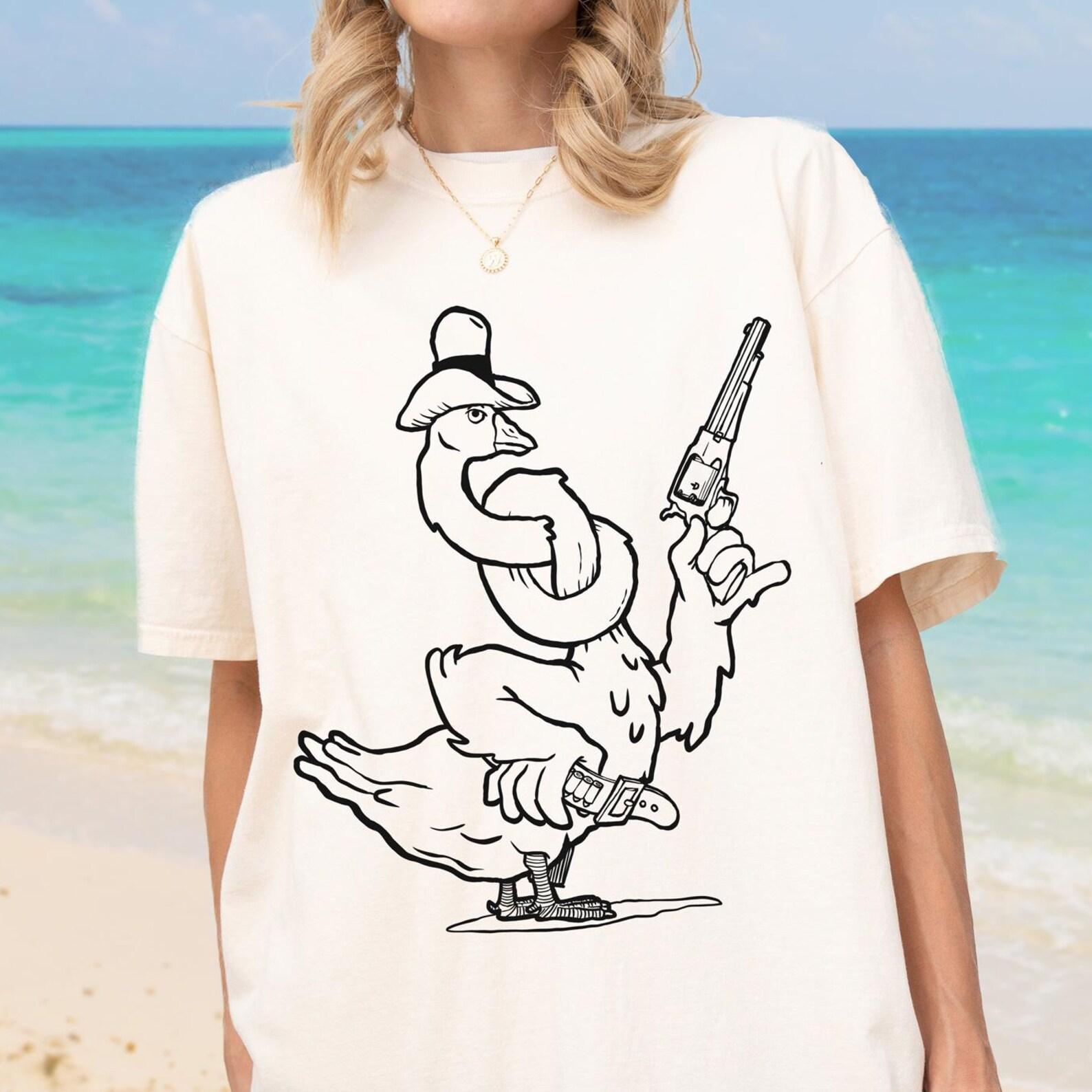 Funny Western Goose T-shirt, Silly Bird Lover Tee S