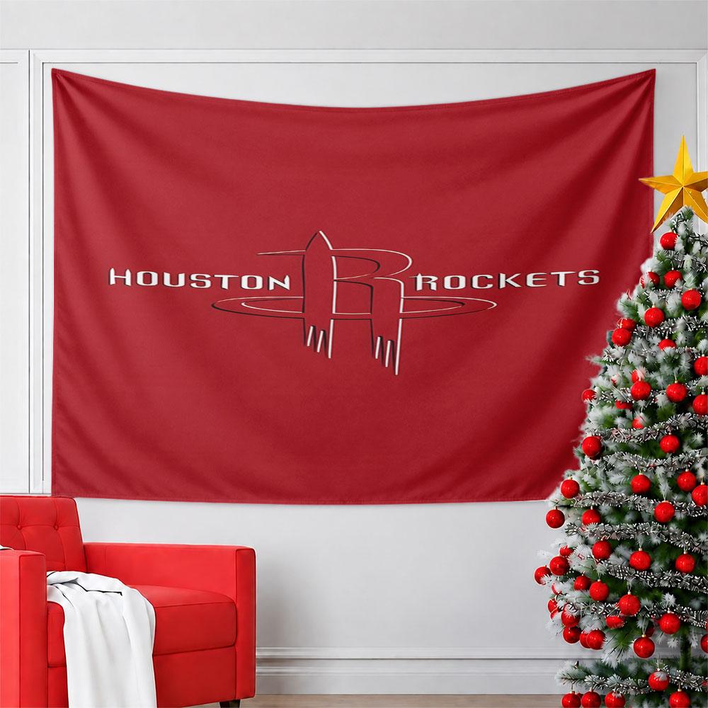Houston Rockets Logo Red Design Pattern Wall Hanging Tapestry Decorative Tapestry Home Decor for Bedroom and Living Room