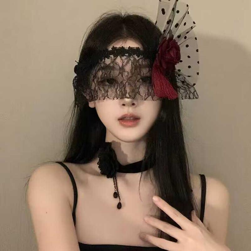 Retro Lace Princess Half Face Mask For Women Vintage Sexy Flower Tied Mask Gothic Party Accessory Masquerade Costume Prop