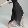 Folk Dance Classical Dancing Pants Women Tie-dye Loose Wide Leg Trouser 2 Layers Rhyme Dancewear Side Split No Streamers