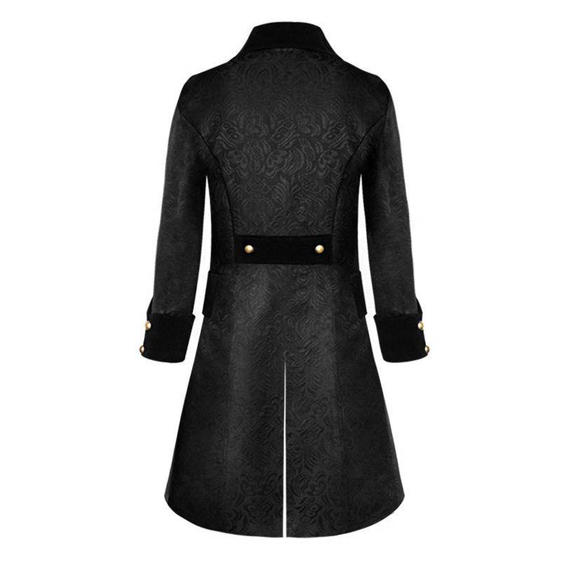 Amazon's New Halloween Medieval Men's Clothing Wish Solid Color Jacquard Retro Men's Uniform Coat in Stock
