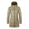 Spring Fall Medium Long Down Jacket Women Ultra Light Warm Hoodie Jacket White Duck Down Coat S-7XL