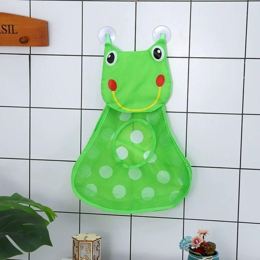 With Suction Cup Frog Mesh Net Bag Hanging Bath Game Bag Kid Basket Bathroom Organizer  Doll