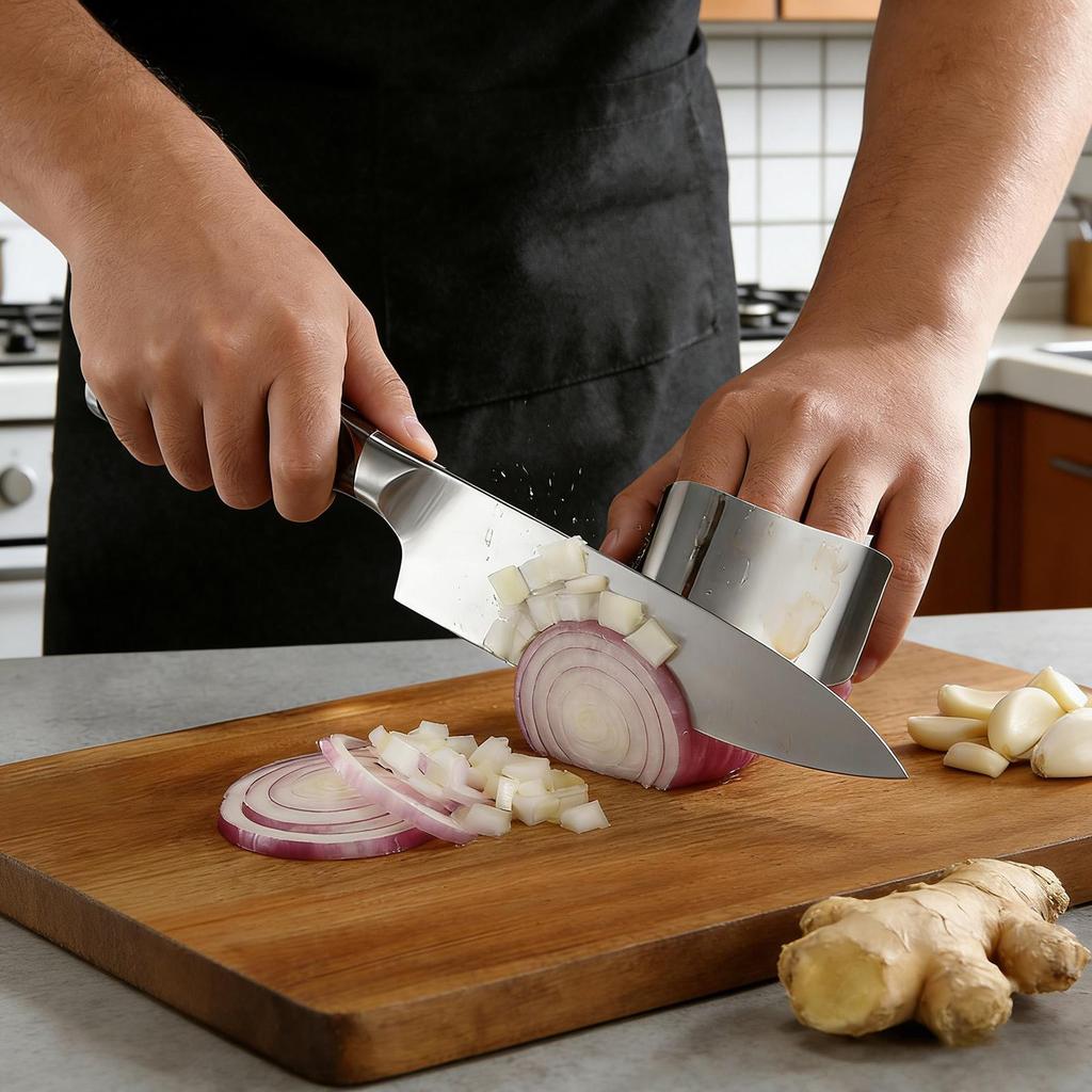 Edelstahl-Fingerschutz zum Schneiden Handschutz Küchenwerkzeug Sicherheitsschneideschutz für Gemüse Obst Fleisch Hauskoch