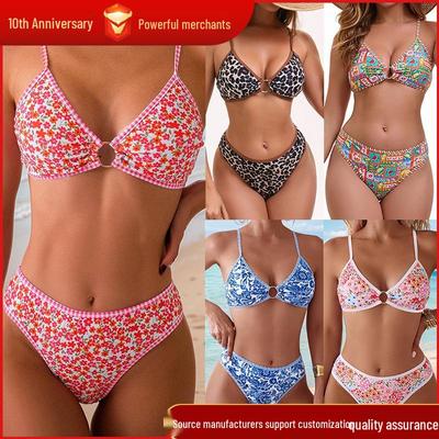 2025 Floral Triangle Cup Bikini Swimwear for Women - European & American Style