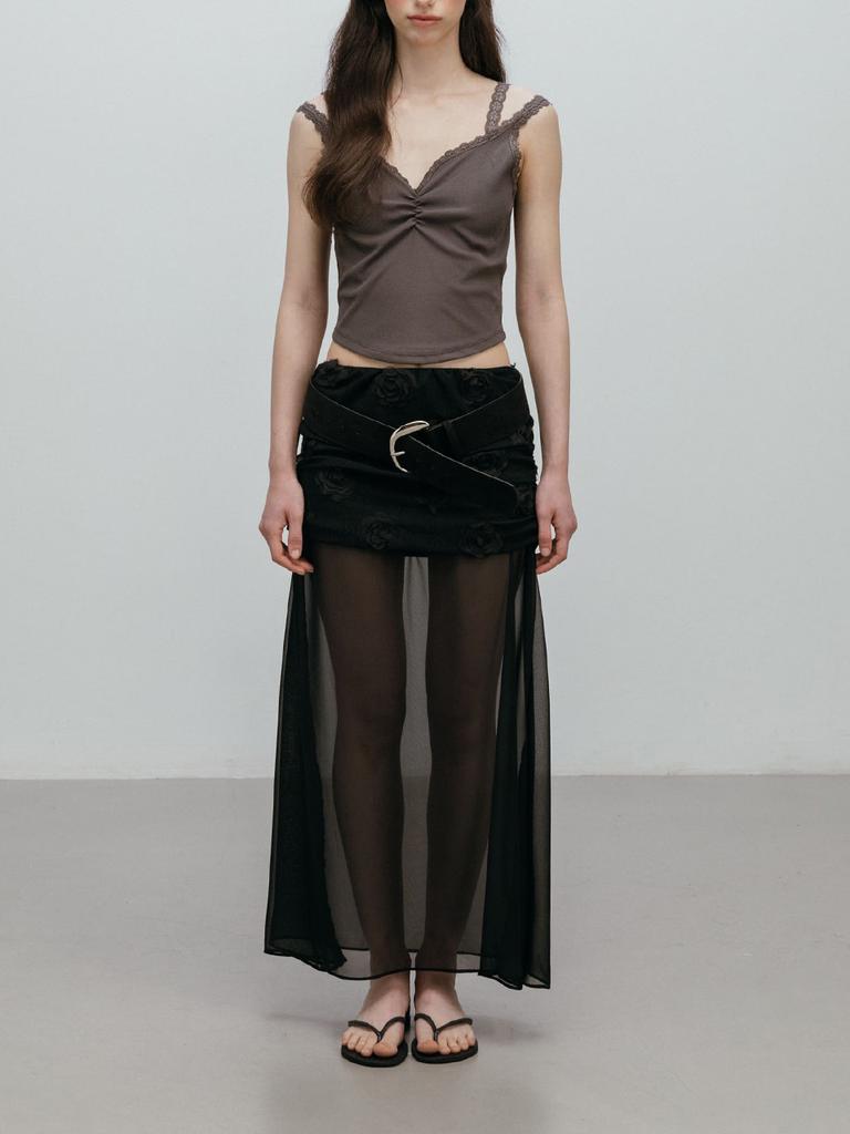 MOIFAIRE Layered See-Through Skirt / Black
