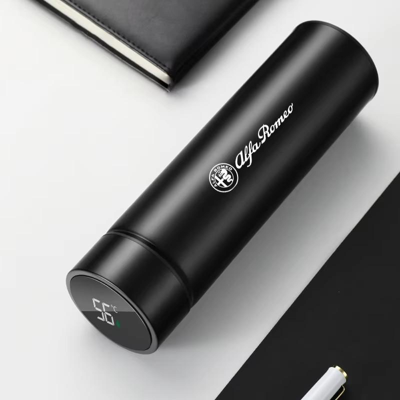 Laser Car Logo Insulated Cup Temperature Display Water Bottle For Alfa Romeo Giulietta Mito 159 Giulia Stelvio 156 147 Tonale