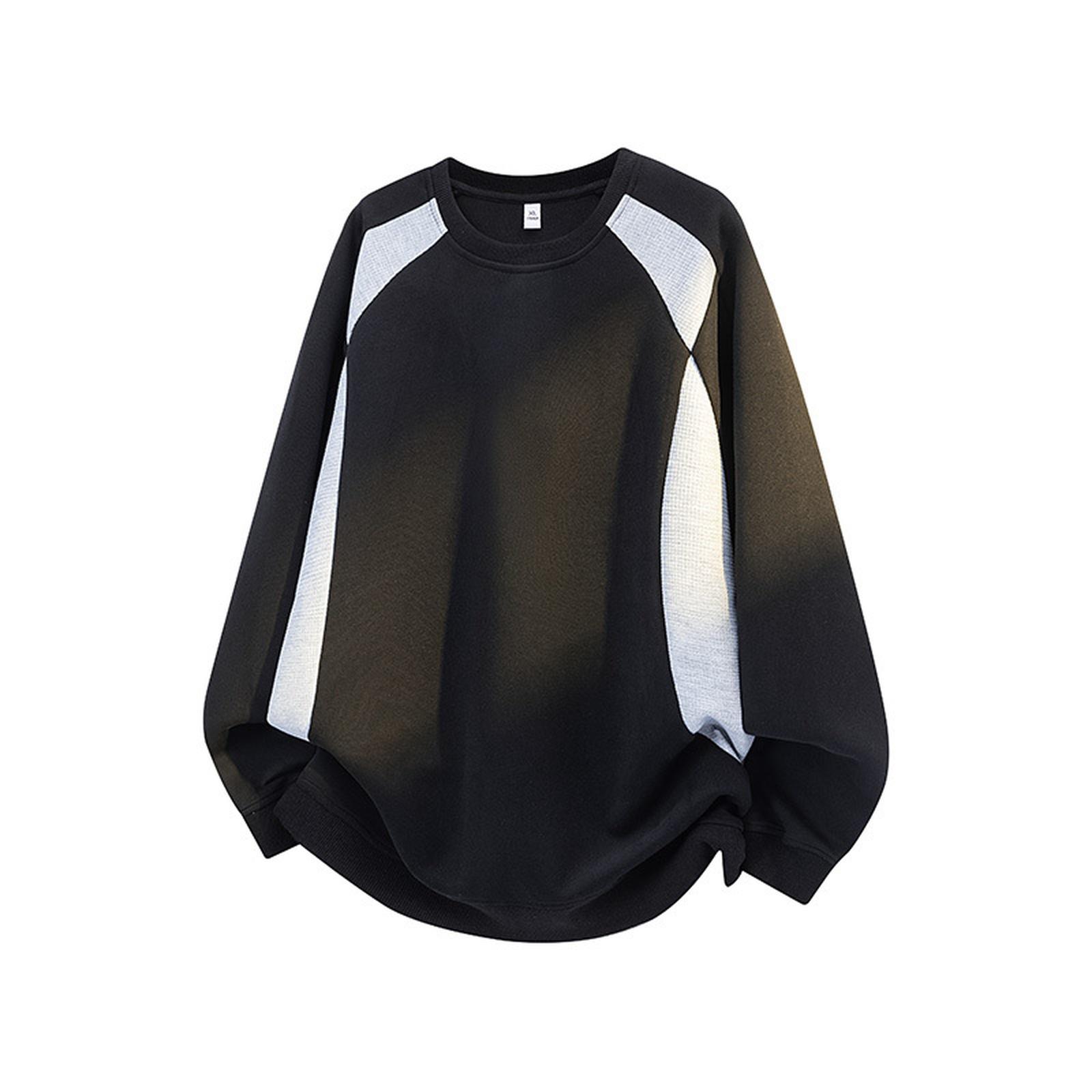 

Американское спортивное худи свободного кроя с декоративной строчкой, повседневная водолазка, куртка с длинными рукавами, мужская одежда M чёрный