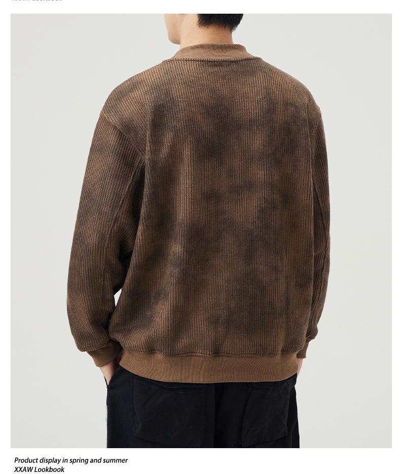 Men's Retro Heavyweight Knit Hoodie - Loose Casual Style for Autumn and Spring