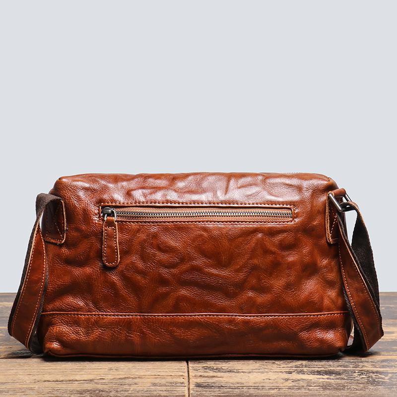 New Men's Genuine Leather Messenger Bag Natural Cowhide Horizontal Shoulder Bags Retro Fashion Satchel Bag