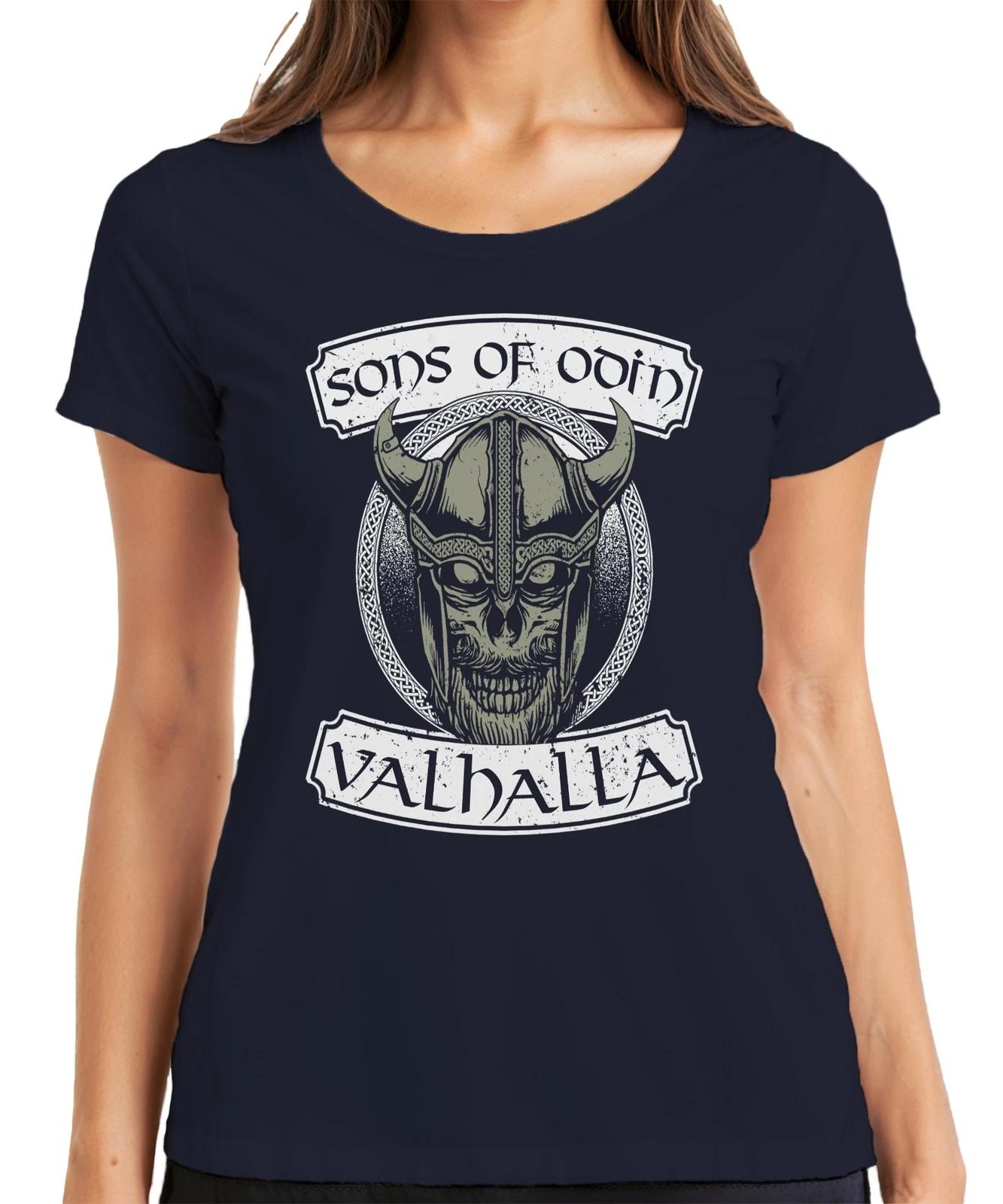Sons of Odin Valhalla Wikinger Krieger Totenkopf Nordisch Damen T-Shirt XS